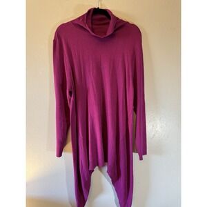 NWT Chicos Size 3 Shark it Raspberry Long Sleeved Cowl Neck Sweater